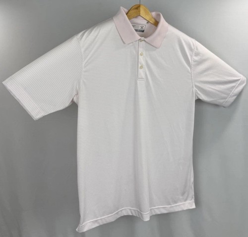 Cutter & Buck Golf Polo Uomo 3XL Rosa Righe SS Elasticizzata Asciutto Traspirante