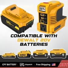 220W Power Inverter for Dewalt DCB205 20V 5.0Ah Battery USB-C PD 18W LED AC 110V