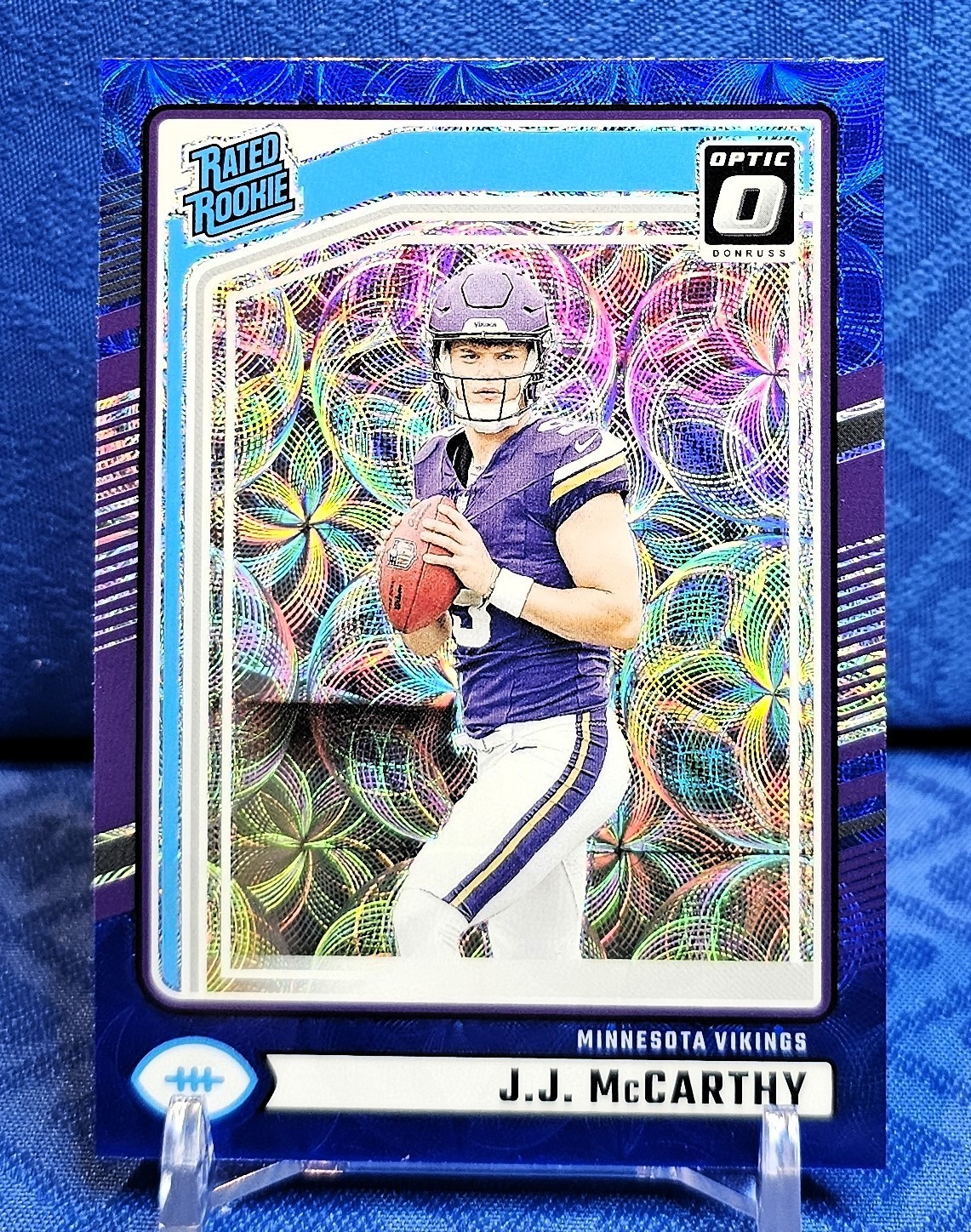 2024 Panini Donruss - Rated Rookie J.J. McCarthy #303 Optic Preview Blue Scope