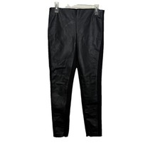 Lauren Ralph Lauren Faux Leather Panel Ponte pull on Pants Leggings Black Sz 4