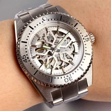 20ATM Waterproof Dive 62MAS NH70 Automatic Men Watch Transparent Skeleton Dial