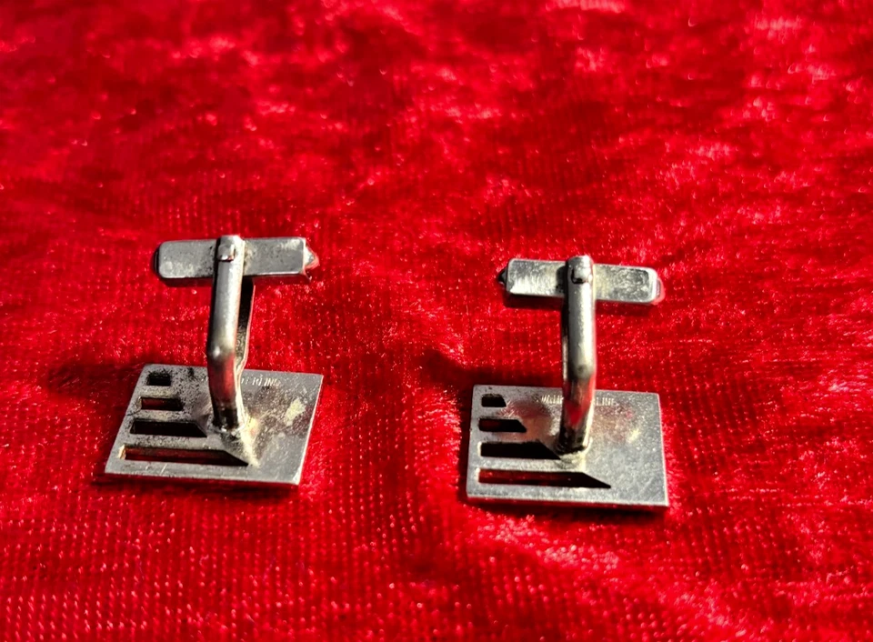 GEMELOS DE PLATA ESTERLINA ELEGANTES DISEÑO MODERNO DE MEDIADOS DE SIGLO VINTAGE Foto 3 de 4