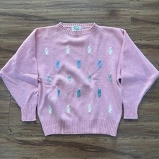 Smith's of Bermuda VTG Knitted Sweater Sz 38  Small  Hand Framed Lambs Wool Pink