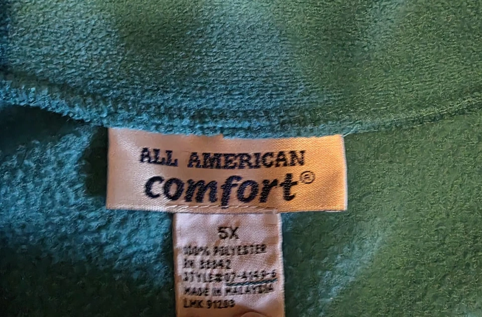 Chaqueta All American Comfort polar talla 5X verde azulado broches de presión en el cuello manga 3/4 Foto 3 de 4