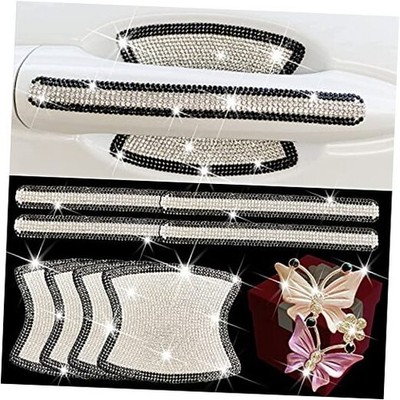 Rhinestone Car Door Handle Stickers for Women Men, 8 Pcs Crystal Glitter Door 