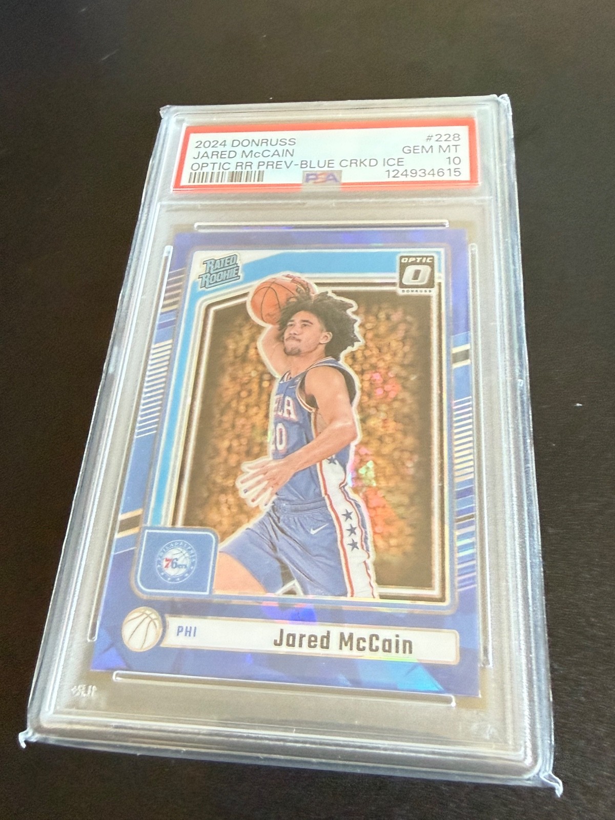 2024-25 Donruss Optic Jared McCain #228 RC Rated Rookie Preview Blue Ice