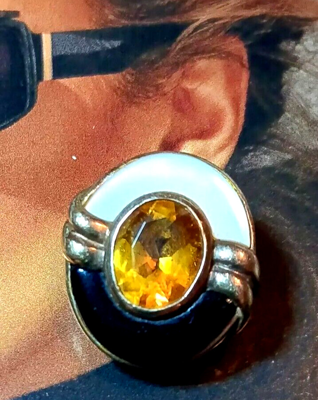 Kylo 925 Sterling Silver Vermeil Onyx MOP Citrine Omega Back Earrings - Gorgeous