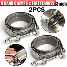 2X Exhaust Downpipe 3inch V-band Clamp 3" Male/Female Flange Kit SS304 stainless