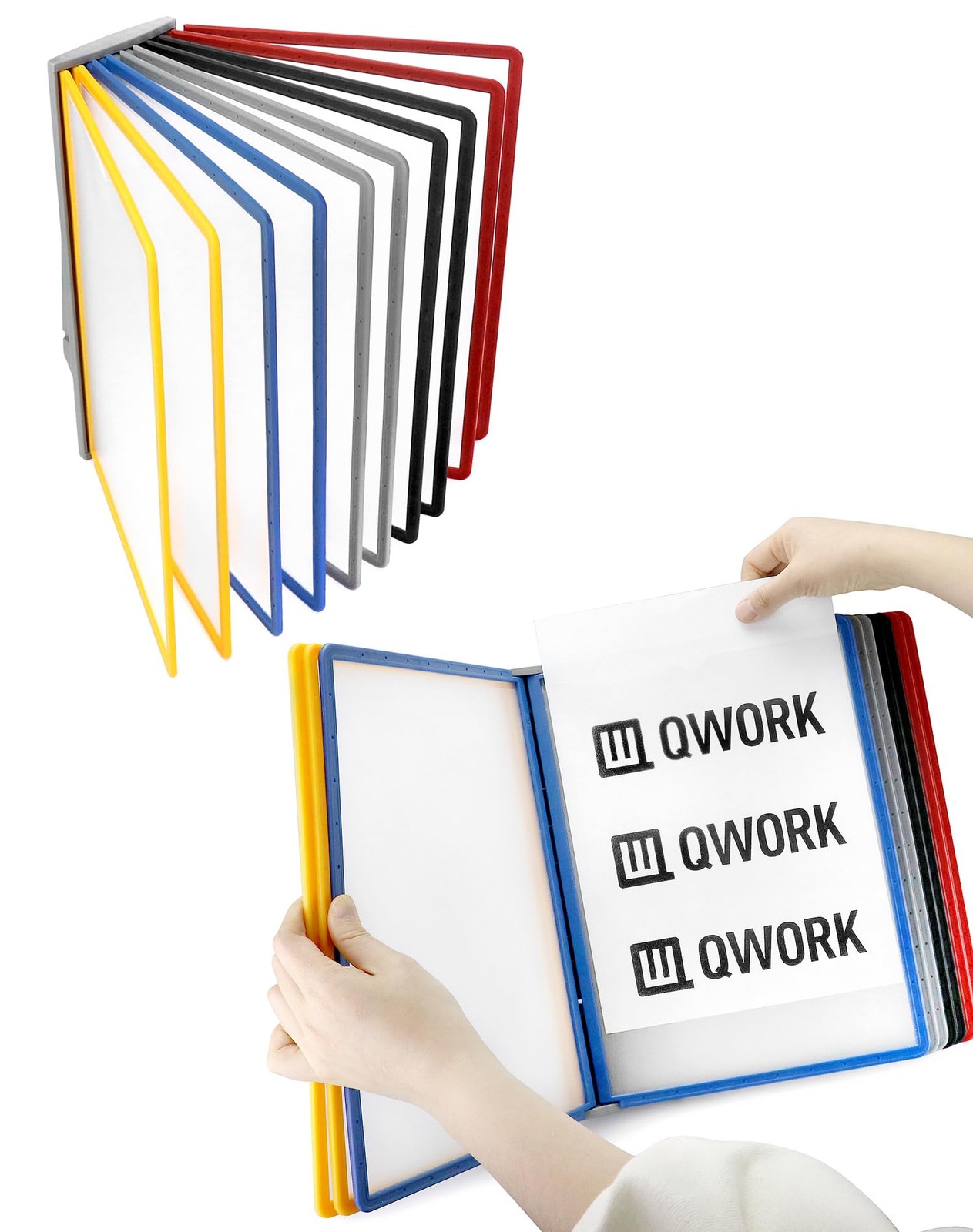 QWORK® 2 Pack Wall Document Organiser, Display Panel 10 panels, 2