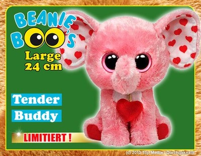 TY Beanis Boos Glubschis Large 24cm Plüsch Kuscheltier NEU - Elefant Tender 