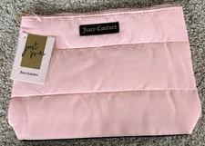 Juicy Couture Quilted Travel Cosmetic Makeup Bag Pencil Case - Pink - NEW NWT