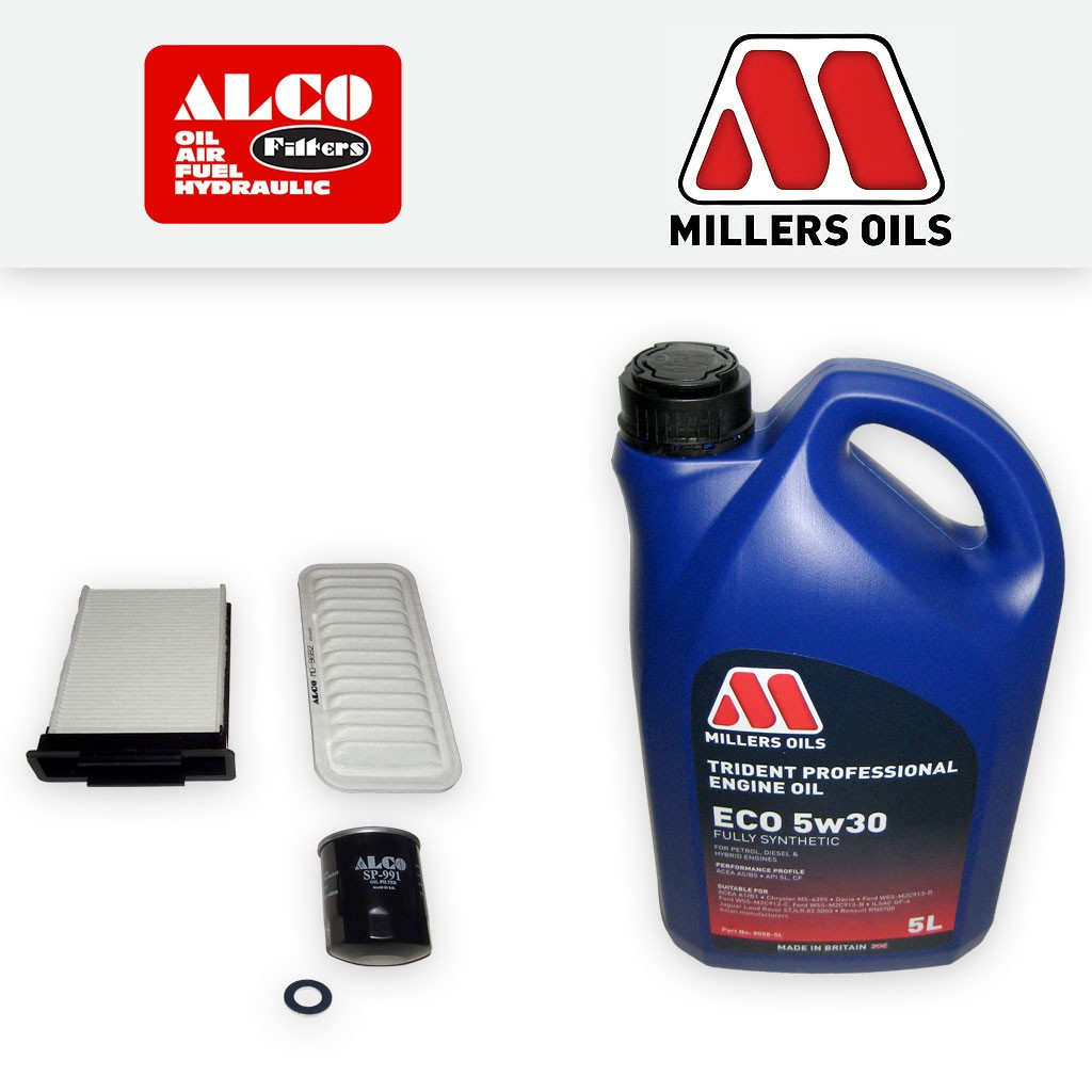 Toyota Aygo 1.0 2005-2014 Service kit - Alco Oil Air Cabin Filters + Millers Oil