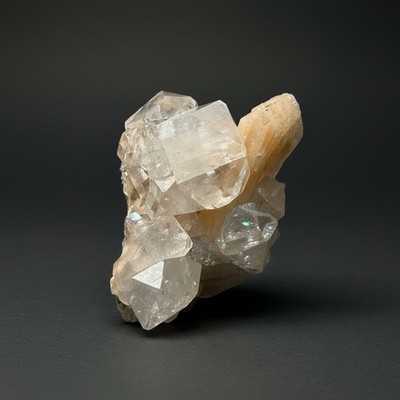 High-Grade Apophyllite on Pink Stilbite Zeolite | India Mineral Specimen