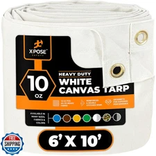 Xpose Safety Canvas Tarp - 10oz White Canvas Tarps Heavy Duty Wat
