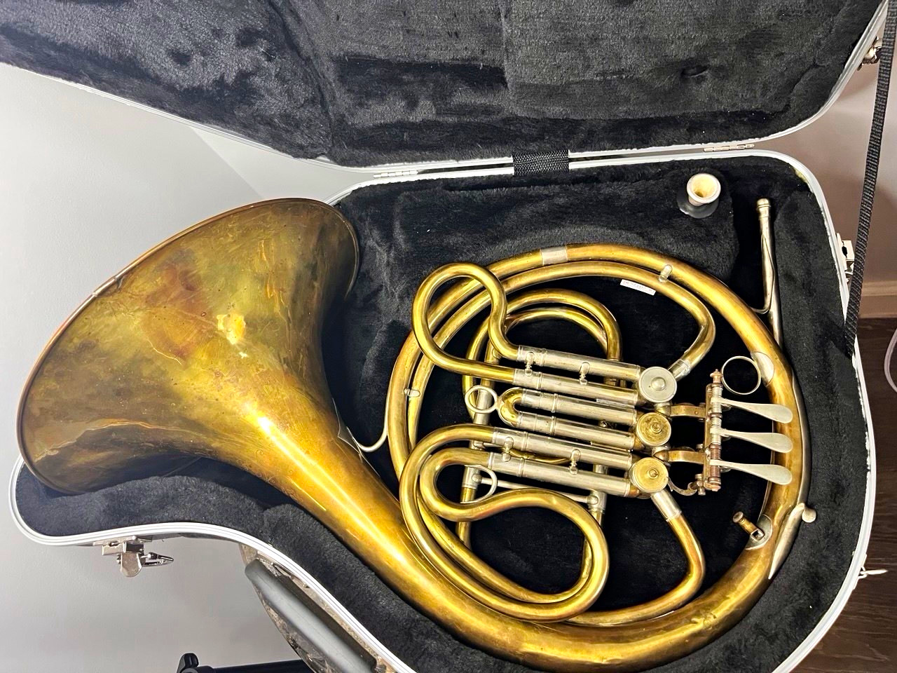 Ed. Kruspe A-66 Double French Horn Key of F 4 Rotary Valves Brass Antique Case