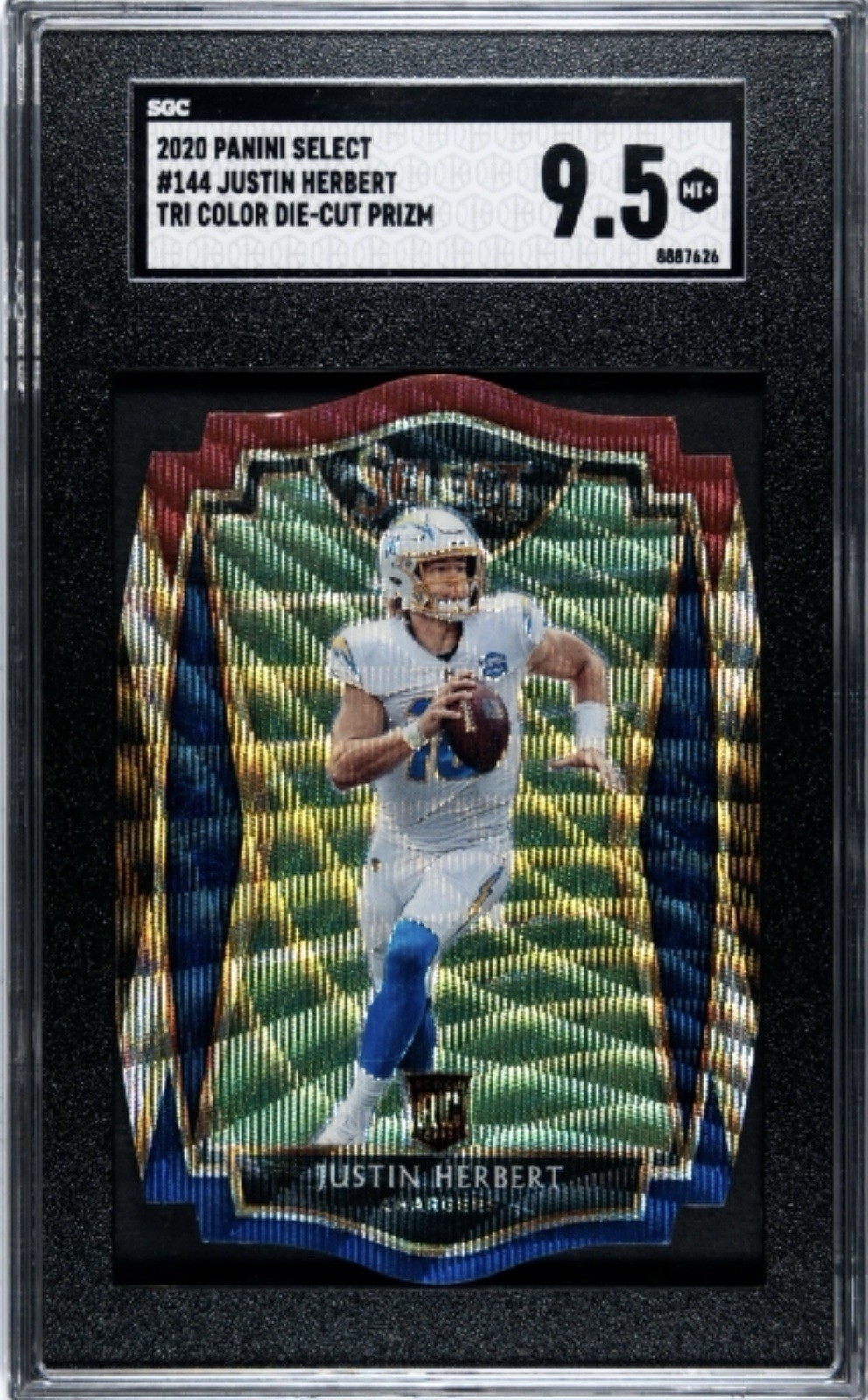 SGC 9.5 2020 Select Justin Herbert Premier Level Tri Color Die Cut Rookie RC💎💫