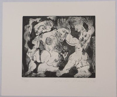 Natascha Mann: Radierung, 1993, handsigniert num. 100 Ex.  Abstrakte Körper 