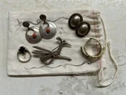 Lot Vintage Sterling Silver Red/Onyx Color Stone 3 Sets Of Earrings One Ring