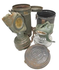 Original Lot (2) WWII German Military Gas Masks & Canisters