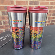 2 X Costa Coffee Abstract Rainbow Pride Travel Mugs.