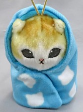 Mofusand Blue Key Chain Cat Mascot Plush Toy 10cm Used