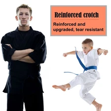 Martial Arts Black Karate Gi Lightweight Uniform Kids Adults + Free Belt