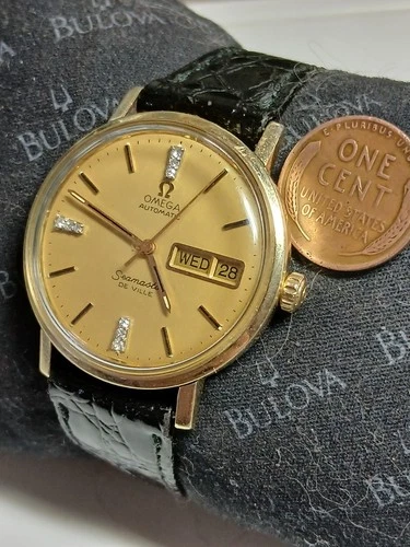 Working Vintage Omega 1020 Seamaster Deville Diamond Dial Automatic Mens Watch