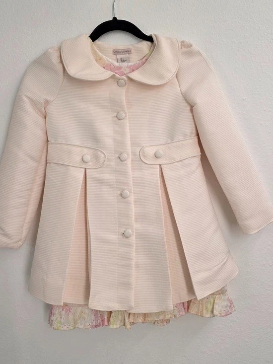 “Catherine Malandrino Girls Pink Coat Dress Set Spring Floral Formal Outfit Sz 7