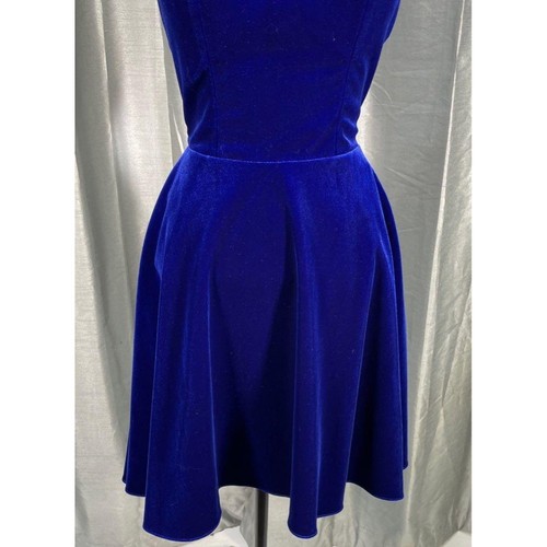 ABITO da cocktail party nuovo con etichette taglia 2 JOVANI schiena aperta ROYAL BLUE VELVET aderente e svasato - Foto 12 di 12