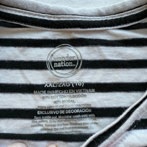 Girls Black/White Striped Wonder Nation Flamingo T-Shirt XXL Short Sleeve - Picture 4 of 5