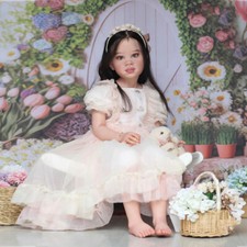 Painted 46in Reborn Doll Kits Long Hair Unfinished Toddler Girl w/Cloth Body Toy