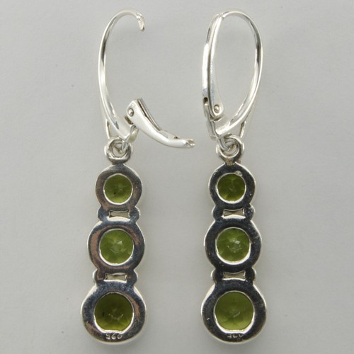 Genuine, Natural, Green PERIDOT Triple Drop Earrings 925 STERLING SILVER #5e - Picture 3 of 3