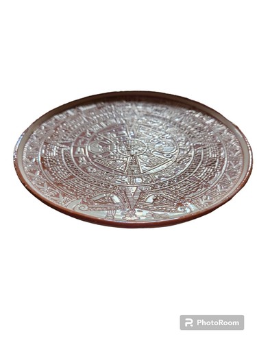 Aztec Mayan Calendar Alfareria Jimenez Plate Redware Oaxaca Mexico Vintage - Imagen 4 de 6