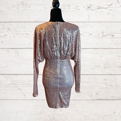 sequin batwing dress Thigh-High Slit Sequin Batwing Sleeve Evening Dress