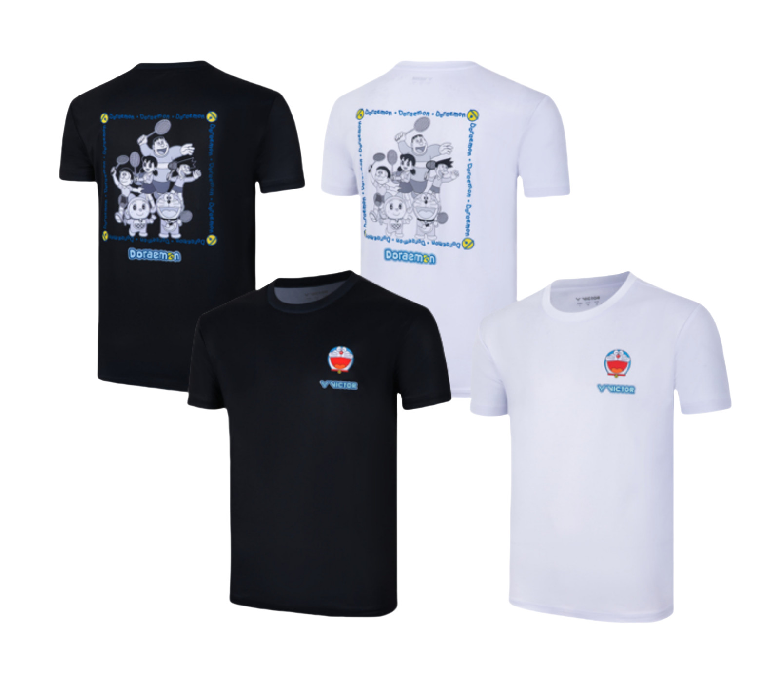 Футболки для бадминтона Victor X Doraemon унисекс, спортивная повседневная футболка AsiaFit T-504DRM