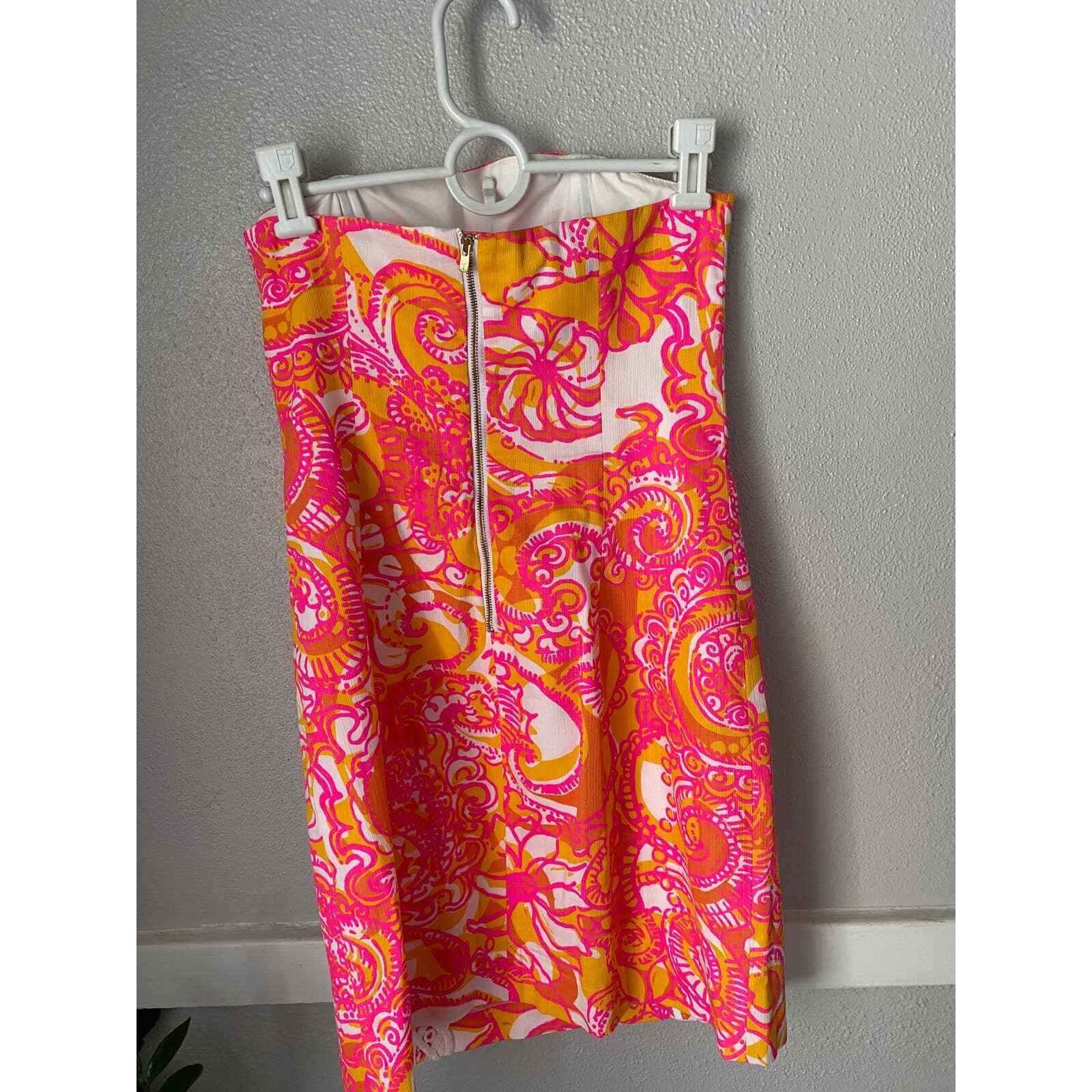 Lilly Pulitzer Strapless Pink and Orange Mini Dress Gem