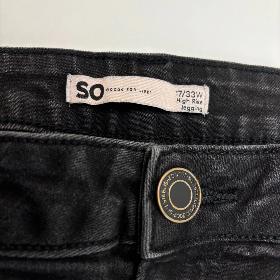 Vaqueros de mezclilla negros de tiro alto SO para mujer talla 17 Foto 2 de 4