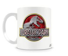 Taza de café oficial con logotipo metálico Jurassic Park