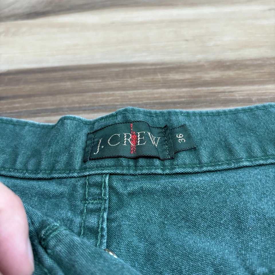 Vintage J Crew Shorts Mens 36 Jorts Jean Shorts Button Fly 90s Green Baggy USA - Image 3 of 4