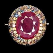 925 Sterling Silver Ring Oval Ruby 12x10mm Sapphire Gemstone Jewelry 8