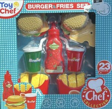 Toy Chef Fast Food Meal Playset Pretend Play Burger Fries Soda Toy Restaurant