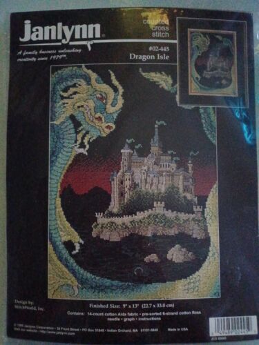 NEW, UNOPENED, JANLYNN, COUNTED CROSS STITCH KIT 'DRAGON ISLE'. - Picture 1 of 2
