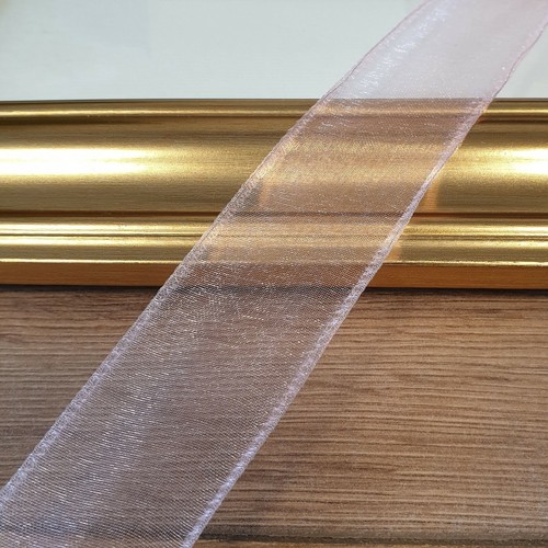 WIRED ORGANZA RIBBON 32MM WIDE Coloured See Through Clear Fabric Trim Cut Per 1M - Picture 23 of 32