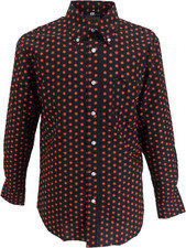 Mazeys Mens Black and Red Retro Mod Polka Dot 100% Cotton Shirts