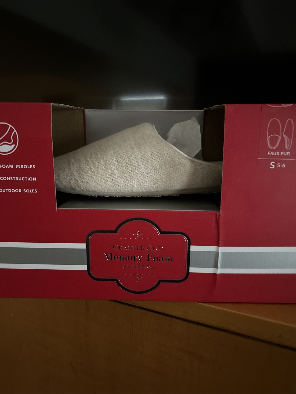 APL Charter Club Maglione Pantofole in Maglia con Memory Foam Taglia Small 5 6 Marrone Erica