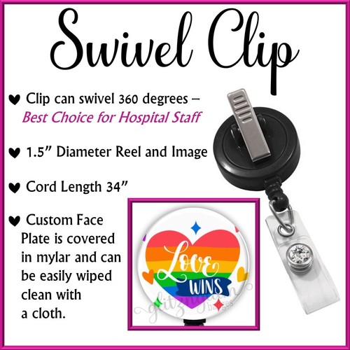 Heart Badge Reel, Love Wins Badge Reel, Rainbow Pride ID Badge Reel GG6057 - Picture 3 of 8