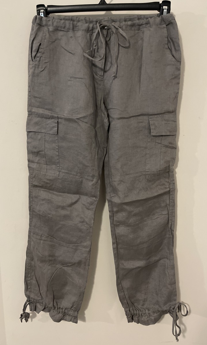 Acrobat Womens Small Gray 100% Linen Jogger Style Cargo