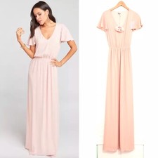 NWT Show Me Your Mumu Michelle Flutter Maxi Dress Dusty Blush Crisp $184 Sz -XXS