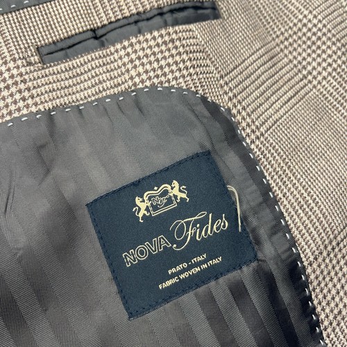 Marks & Spencer Nova Fides Blazer Mens 42R Brown Check 100% Flax Linen Jacket - Picture 6 of 16