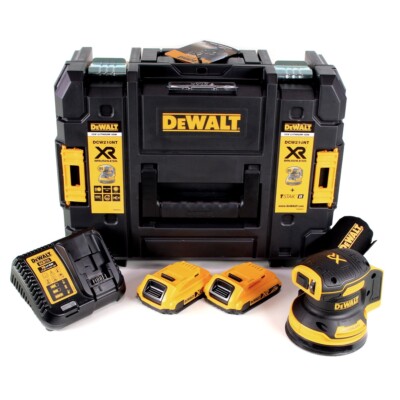 DeWalt DCW 210 D2 Exzenterschleifer Brushless + 2x Akkus 2,0Ah + Lader + TSTAK